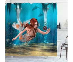 Magic Aqua Sea Lily Shower Curtain