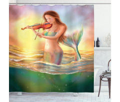 Mermaid Playing Violin Shower Curtain
