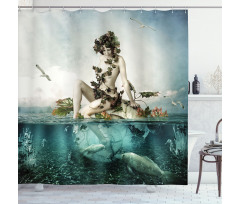 Mermaid on a Shell Shower Curtain
