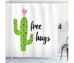 Cactus with Free Hug Words Shower Curtain