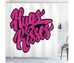 Hugs and Kisses Calligraphy Shower Curtain