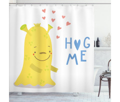 Monster and Hug Me Words Shower Curtain