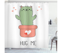 Funny Cactus Shape as Cat Shower Curtain