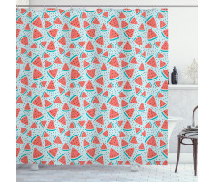 Watermelon Slices and Seeds Shower Curtain