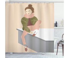 Young Girl with Bun Shower Curtain