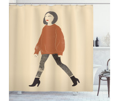 Girl in Fashionable Clothes Shower Curtain