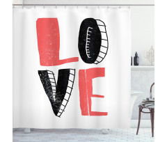 Love Typography Shower Curtain