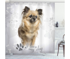 I Love My Dog Paw Print Shower Curtain