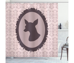 Dog Silhouette in Vintage Shower Curtain