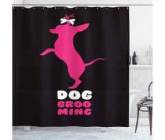 Dog Stands Funny Hair Bow Shower Curtain