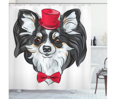 Puppy with Hat and Bow Shower Curtain