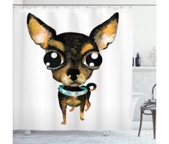 Gem Collar Big Eyed Dog Shower Curtain