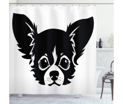 Monochrome Puppy Head Shower Curtain