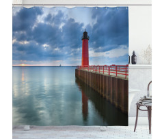 Dramatic Sky Lighthouse Shower Curtain