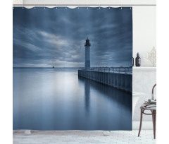 Lighthouse Overcast Sky Shower Curtain