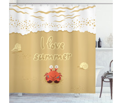 Cartoon Crab I Love Summer Shower Curtain