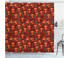 Funny Playful Monkeys Shower Curtain