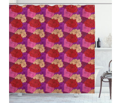 Dotted Colorful Floral Image Shower Curtain