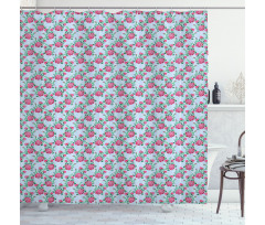 Vintage Like Folk Flowers Shower Curtain