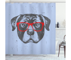 Funny Hipster Dog Shower Curtain