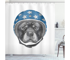 Dog in a Hard Hat Sketch Shower Curtain