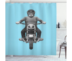 Dog Breed Riding Scooter Shower Curtain