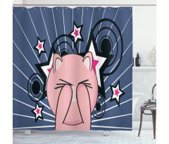 Piggie on Stars and Rays Shower Curtain