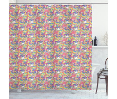 Colorful Unicorn Cartoon Shower Curtain