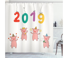 Chinese New Year Theme Doodle Shower Curtain