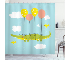 Flying Crocodile with Balloon Shower Curtain