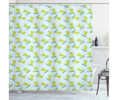 Surfing Happy Crocodile Shower Curtain