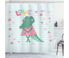 Female Crocodile with Love Shower Curtain