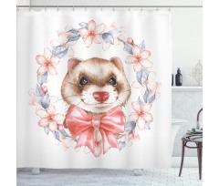 Portrait with Ribbon Wreath Shower Curtain