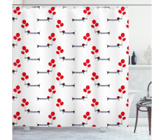 Parisian Dog and Balloons Shower Curtain