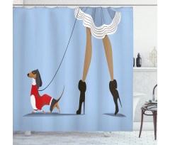 Woman and Dog Fashion Shower Curtain