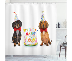 Dogs Happy Birthday Cake Shower Curtain