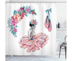 Dancer Girl in Flowers Shower Curtain