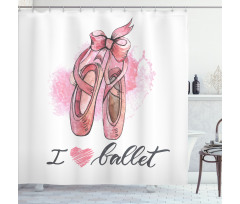 I Love Ballet Typography Shower Curtain