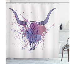 Bull Skull with Splashes Shower Curtain