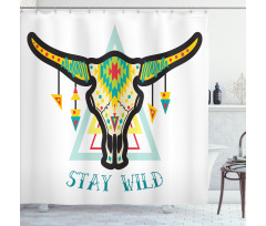 Bohemian Stay Wild Bull Shower Curtain