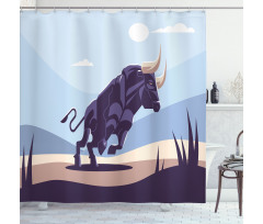 Strong Bull Nature in Doodle Shower Curtain