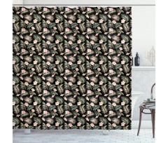 Tropical Flora on Exotic Leaf Shower Curtain