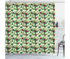 Exotic Foliage and Hibiscus Shower Curtain