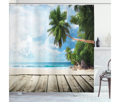 Sandy Tropic Ocean Beach Pier Shower Curtain