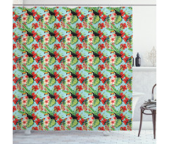 Hibiscus Parrot and Toucan Shower Curtain