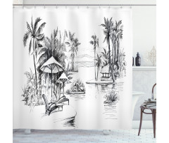 Sketchy Drawn Holiday Paradise Shower Curtain