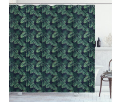 Exotic Jungle Foliage Pattern Shower Curtain