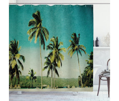 Retro Summer and Tall Trees Shower Curtain