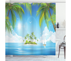 Cartoon of Tropical Island Shower Curtain