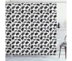 Retro Monochrome Foliage Art Shower Curtain